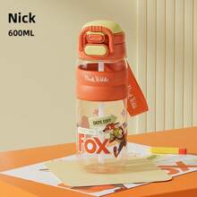 Disney 1 pieza Vaso de agua de paja, especial para estudiantes de primaria, hombres y mujeres, de gran capacidad, de plástico, botella de agua portátil de 600ml