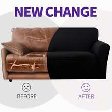 1 chiếc bọc ghế sofa co giãn kiểu tối giản, làm từ chất liệu lụa sữa, thiết kế dây chun liền mạch, có thể giặt máy, thân thiện với thú cưng, phù hợp với sofa đơn đến 4 chỗ, thích hợp cho phòng khách, phòng ngủ, phòng ăn. - màu đen - Xem 4