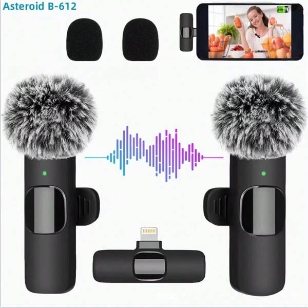 Wireless Lavalier Microphone, Professional Recording Wireless Microphone K1K9 Wireless Lavalier Microphone, K6 One-To-Two Live Streaming Noise Proof Rechargeable Lavalier Mic Compatible With Iphone Android Phone For Summer Vacation, Audio/Video Recording, Interviews, Gaming & Live Streaming Mini Microphone Microphone For Phone
