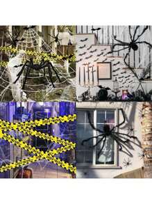 1/12/20/36 Stücke Halloween Riesenspinnennetze: 1,27m Halloween Riesenspinne + 5,08m Riesenspinnennetz, 20 g Halloween Spinnweben mit falschen Spinnen, Absperrband Halloween Outdoor Dekoration