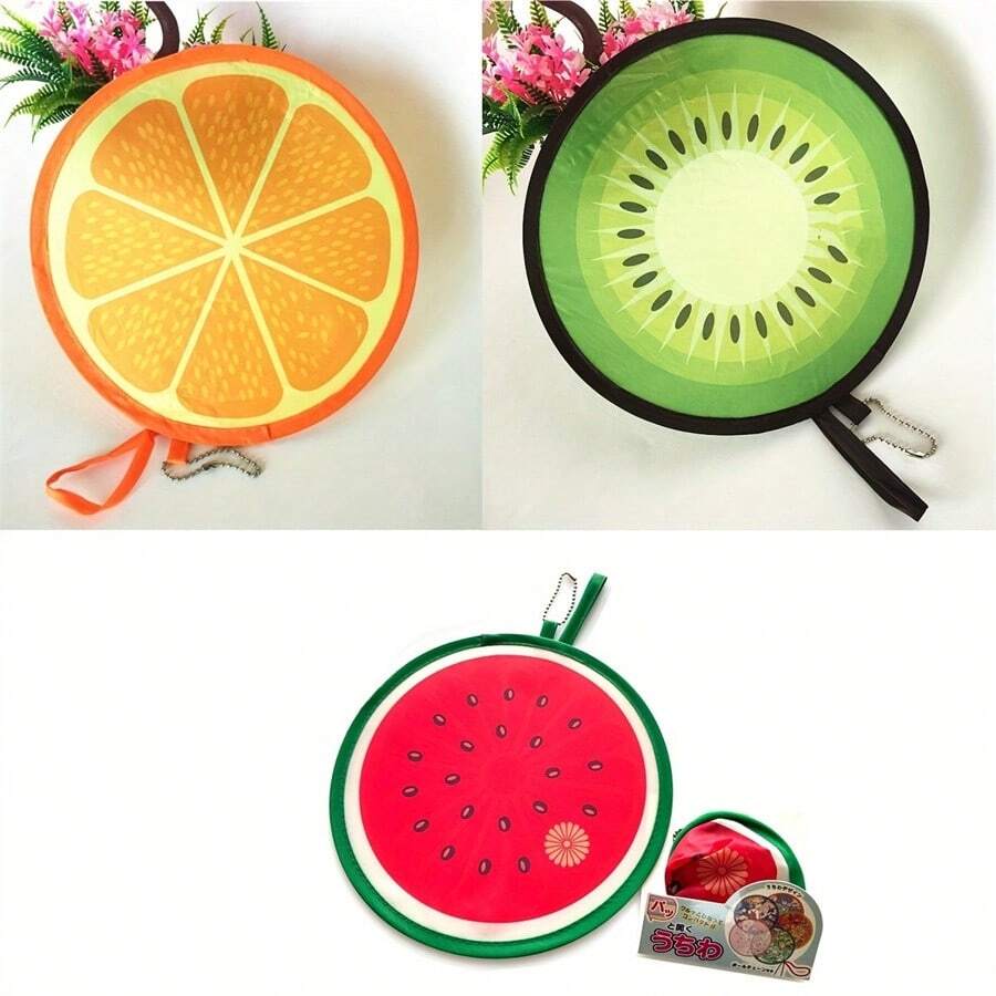 1pc Foldable Hand Fan, Battery-Free, Multi-Color Set, Suitable For Outdoor, Sports And Home Use - Fruit - View 1