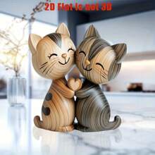 2D Flat, 1pc Cute Cat Couple Desktop Decor - Charming 2D Cat Couples Gift, Ideal For Home Or Office Decoration, Unique Gift Idea For Cat Enthusiasts, 2D Flat