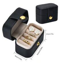 Koreanischer Stil tragbare Schmuckbox aus PU, Mini-Ringbox, Ohrringaufbewahrung, Aufbewahrungsbox mit Schnappverschluss, Schmuckorganizer für Frauen, Aufbewahrung, Reiseutensilien, Schulmaterial für Studentenwohnheim