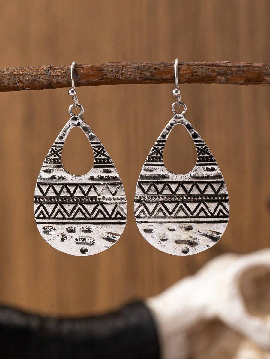 1 Pair Retro Turquoise Acrylic Decorative Western Style Earrings