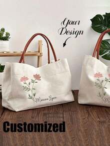 Customized Bridesmaid Beach Tote Bag - Personalized Canvas Tote Bag, Can Print Name, Great For Weddings, Bridal Parties And Travel - Ivory, Beach Bride Gift Bag, Bridesmaid Gift Tote, Cocktail/Bachelorette Party, Personalized Gift For Holidays Like Halloween, Christmas, Thanksgiving, New Year, Valentine's Day - Multicolor - View 4