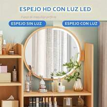 Tocador Multifuncional Que Incluye Espejo, lámpara Y Taburete - Tipo de Enchufe A USA (110-127V) - Ver 11