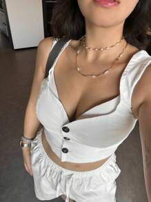 1 Stück goldfarbene Halskette mit Kunstperlen, sexy lange Kette mit blinkender Anhänger, geeignet für den täglichen Gebrauch, Dates, Party, Urlaub, Feiertage, Jahrestag, Geburtstaggeschenk, elegant, raffiniert, minimalistisch, luxuriös, modisch