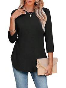 WIHOLL 3/4 Length Sleeve Womens Tops Summer Basic Business Casual Blouses 2025 Fashion Halloween Christmas New Year - 白色 - 查看 9