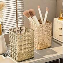 1/2/4个装透明塑料化妆品收纳盒，大容量化妆刷架，桌面收纳盒，可存放口红、眼线笔、文具、化妆品，适用于浴室、卧室、宿舍、办公室 - 彩色 - 查看 7