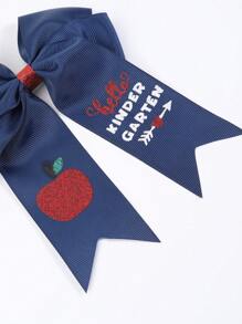 1pc Back To School Girls Hair Bow ,Apple Print Hairpin With Long Tail,Graducation Gifts For Teens Hair Accessories