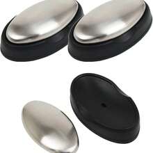 Ueasy Barra de jabón de acero inoxidable quitaolores para la cocina, para eliminar olores de cebolla, pescado y ajo. Jabón portátil con estuche (1 pieza de óvalo con base) - A - Ver 10