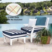 Local Delivery- Outdoor Cushion Slipcovers Waterproof 4 Pack Patio Chair Seat Cushion Covers With Zipper And Tie, 22 X 20 X 4 Inch, Replacement Cover Only - Stripes Navy Blue and White - View 6