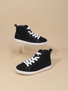 1 Pair Sports Shoes With Lace-Up And Zipper, Comfortable