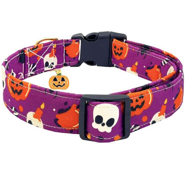 Collier pour chien d'Halloween, cadeau pour animaux de compagnie, collier avec pendentifs mignons, collier de citrouille, d'araignée, de fantôme et de chauve-souris ajustable pour chiens de petite, moyenne et grande taille, mâles et femelles