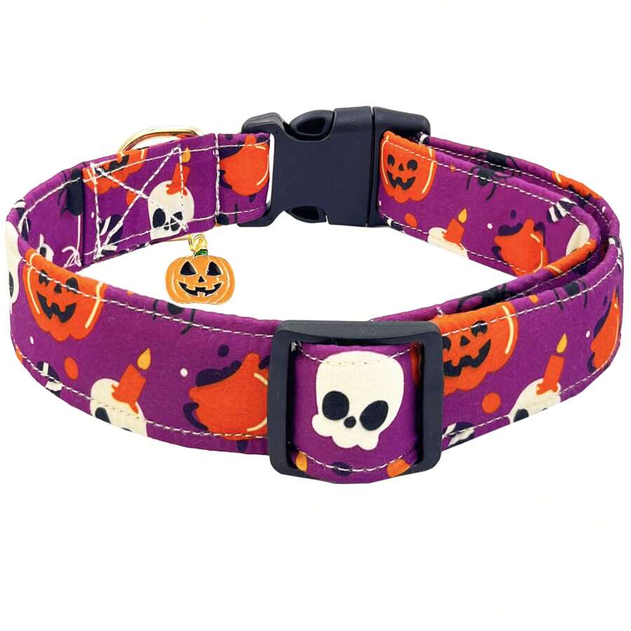 Collier pour chien d'Halloween, cadeau pour animaux de compagnie, collier avec pendentifs mignons, collier de citrouille, d'araignée, de fantôme et de chauve-souris ajustable pour chiens de petite, moyenne et grande taille, mâles et femelles