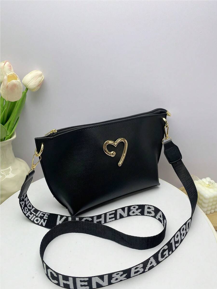2025 Summer New Women Casual Shoulder Bag, Fashionable Bucket Bag With Wide Strap, Chic Commuter Crossbody Bag - Black - View 1