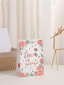 5 piezas Bolsas de papel con estampado de letra floral con papel de aluminio como regalo de boda