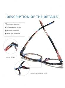 Stylish Reading Glasses Set - 4 Pairs Of Multicolor Cat Eye Frames With Unique Patterned Temples For Men & Women,Fashion Elegant Office Computer Presbyopic Readers For Women Eyeglasses - With Rivet Decoration,Spring Hinges, Full Frame Printed For Daily Use&Best Gifts