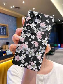 Blumen 1 Stück kreatives Blumenmuster, schwarze matte TPU-Textur, stoßfeste Handyhülle geeignet als Geschenk für Freunde, kompatibel mit Samsung, OPPO, Vivo und anderen Android-Handys