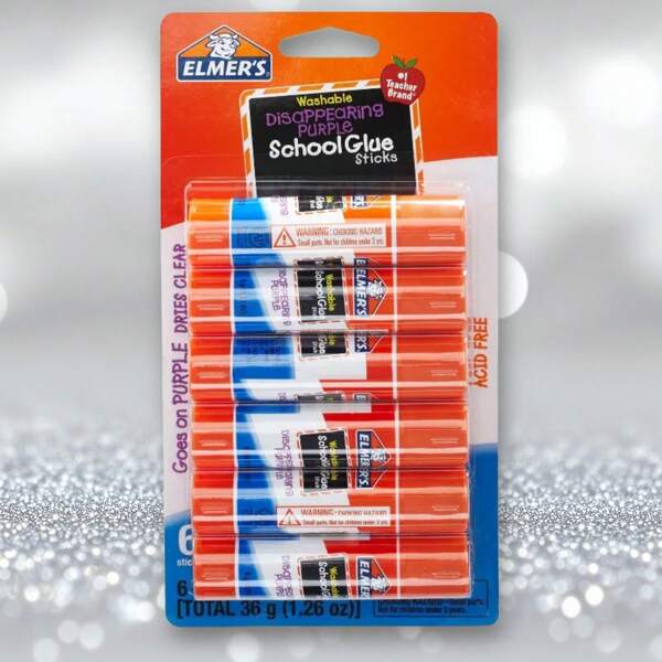 Elmer's 6pk Washable School Glue Sticks - Disappearing Purple , Back To School Gifts