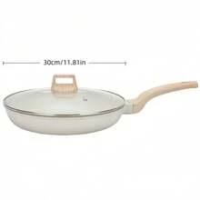 Non Stick Ceramic Cookware Set, And A Single Flat Bottomed Pan Healthy Pot And Flat Bottomed Pot Set, Kitchen Cooking Set, With A Cool Handle To Keep It Cool, White Granite Coating,