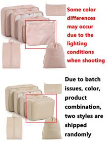 7 sztuk/zestaw Kostki pakunkowe Organizery bagażowe, składana kosmetyczka podróżna, przenośne worki kompresyjne do prania, prezent na Boże Narodzenie i artykuły podróżne do szkoły