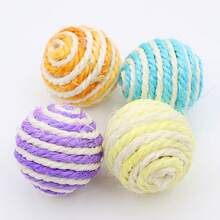 Pet Toys, Sisal Spherical Cat Toys.Small 4cm Scratch-Resistant Cat Toys, Sisal Cat Teaser Balls - Sisal Rattle Balls With Knitted Wool, Suitable For Indoor Cats (1PC, Random Color) - 隨機顏色 - 查看 4