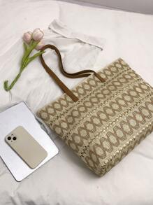 Large Capacity Handmade Woven Straw Tote Bag For Women, Versatile Summer New Design Shoulder Bag, Beach Vacation Style