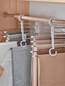 节省空间的 9 层金属裤架，带防滑涂层，包含 5 个挂钩，不锈钢设计可减少 80% 的杂乱，适用于窄牛仔裤和牛仔布，家庭存储，旅行衣架，家庭旅行必需品旅行必需品旅行配件假期暑假返校 - 彩色 - 查看 8