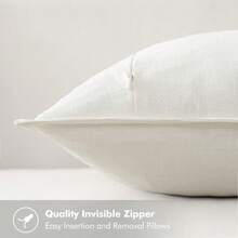 Local Delivery- Decorative Linen Pillow Covers 18x18 Inch Natural Beige ​Boho Farmhouse​ ​Neutral Couch Throw Pillows For Bed Pack Of 2 Accent Outdoor Pillowcase Modern Sofa Cushion Livingroom Home Decor - Cream White - 查看 3