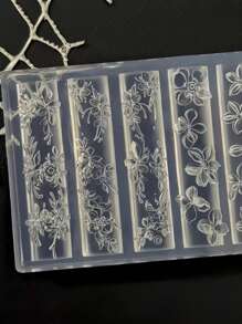1Pc 3D Carved Spring Flower Transparent Silicone Nail Art Mold Reusable Nail Decoration DIY Template Craft Mold With Intricate Floral Design