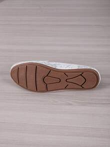 Women's Spring & Autumn New Snake Skin Rhinestone Gold Chain Flat Loafers, Fashionable Casual Versatile - Silver - View 7