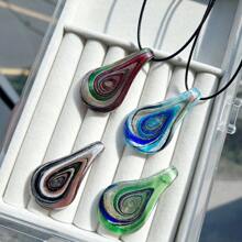 Pingente de vidro feito à mão em estilo boêmio, 1/4 peças - Design espiral multicolorido, acessório de moda, ideal para roupas casuais