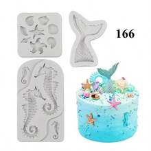 Set de 3 moldes de silicona con diseños marinos - concha marina, caracol y estrella de mar y coral, aptos para decoración de tartas DIY, chocolate, caramelos y manualidades con arcilla polimérica - moldes reutilizables para cocina y manualidades con diseño temático marino de silicona flexible
