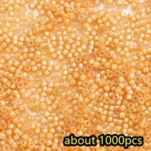1000pcs Shiny Golden Cylindrical Seed Beads Tiny 2.5mm Japanese Craft Glass Round Loose Sapcer Beads For Diy Tassel Vintage Bracelet Necklace Jewelry Making