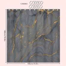 1/4 Stück Grau & Gold Marmor Thema Badezimmer Set beinhaltet Duschvorhang, Badematte, U-förmige Toilettenvorlage, Toilettendeckelabdeckung, wasserdicht, Badezimmerdekoration, moderner Stil Badezimmervorhang, ohne Bohren erforderlich, Polyester, maschinenwaschbar Badezimmerzubehör Schulanfang