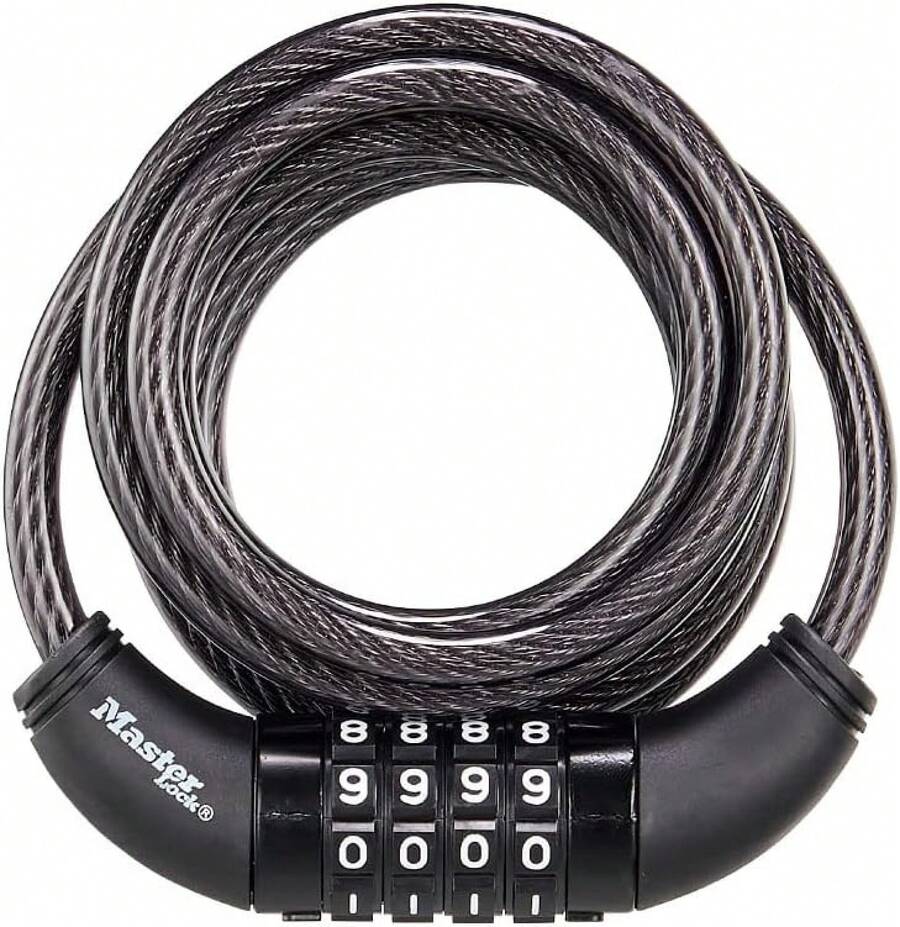 Cable Master Lock Masterlock 8114DMX, 6 pies de largo, negro - Cromo - Ver 1