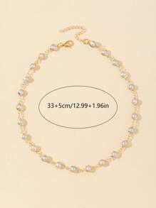1 Stück goldfarbene Halskette mit Kunstperlen, sexy lange Kette mit blinkender Anhänger, geeignet für den täglichen Gebrauch, Dates, Party, Urlaub, Feiertage, Jahrestag, Geburtstaggeschenk, elegant, raffiniert, minimalistisch, luxuriös, modisch