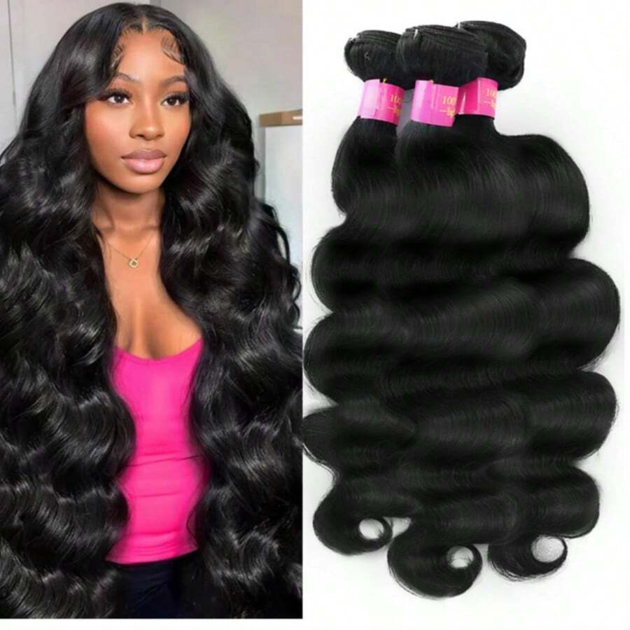RALISA 12A Human Hair Bundles Body Wave Bundles  Bundles Human Hair Weave Bundles Human Hair 100% Human Hair Bundles Brazilian Human Hair Bundles Human Hair Body Wave Bundles Human Hair Extensions Christmas Gifts Hair Accessories For Women Hair Accessories For Women Christmas Decoration - Natural Black - Xem 1