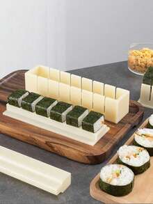 3 件套寿司制作工具，适合初学者 - DIY 寿司模具套装、便当盒配件、日式家庭厨房用具 | 防滑、易清洁、可重复使用（心形、圆形、方形寿司模具） - 彩色 - 查看 3