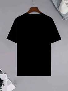 加大码男士休闲聚会派对上衣，户外健身运动 T 恤，透气舒适 - 黑色 - 查看 3