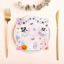 100/60/20 Stücke 13 x 13 Zoll süße Einwegservietten mit Halloween-Muster mit Spinnennetzen, Fledermäusen, Kürbishexen und anderen Mustern, dekorative Servietten für Feiertagstreffen und Halloween-Mottopartys