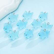 10pcs Glow-In-The-Dark Dinosaur Resin Crafting Accessories, DIY Necklace Earring Keychain Animal Pendant - Multicolor - View 4