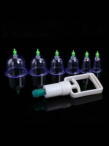 拔罐套装，7/16件美容真空拔罐按摩杯，带真空泵的中式拔罐套装，家用拔罐套装，美容院按摩拔罐套装，治疗师的理想选择，针灸和艾灸的选择 - 彩色 - 查看 1