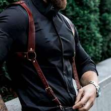 Fashion Men's Backpack, PU Leather Texture, Gothic Style Body Shaping, Easy To Match With Jeans, Daily Essentials