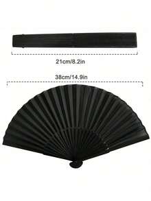 Black Classic Folding Fan, Bamboo Frame, Suitable For Chinese Or Spanish Style, Ideal For Weddings, Parties, Performances, Dancing, Home Decor, Festivals, Birthdays And Graduation Gifts - Fan - View 2