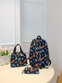 1pc New Style Combination Bag Cute Girl Niche High-Grade Nylon Backpack Messenger Bag, With Dinosaur Pattern, Multiple Patterns To Choose From, And Fashionable New Style Bag, Fresh And Simple And Dopamine Color Matching, Youthful Girl Style, Can Be Cross-Body, Shoulder Strap Is Adjustable, Casual And Fashionable, Very Suitable For Taking Out To Play, And Can Also Be Given As A Gift To Friends