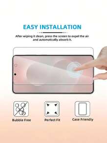3 piezas Protector de pantalla de vidrio templado para Galaxy S25 S24 S23 S22 S21 - Resistente a arañazos 9H, superficie suave, compatible con desbloqueo de huella dactilar ultrasónica, fácil instalación