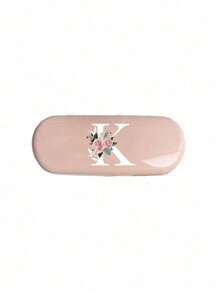 Cremefarbene/Monet-Stil einfarbige Brillenetui, Muster mit Blumen-Anfangsbuchstaben A-Z, neues und einfaches Design, praktisch und tragbar mit wasser- und staubdichter Funktion, Buchstaben Dekor Brillenetui für Sonnenbrillen und Brillen, Brillen-Aufbewahrungsbox mit Deckel, tragbarer Aufbewahrungsbehälter für Zuhause für Damen und Herren, Brillenhalter, schützende Brillenetuis, harte Sonnenbrillenbox