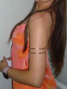 1pc Women's Minimalist Geometric Line Open Cuff Bracelet, Gold Color Jewelry For Daily Wear - Gold - View 10